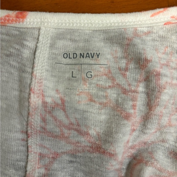 Old Navy White/Orange Tank Top.  Size Large.  Linen/Polyester Blend - Picture 4 of 4